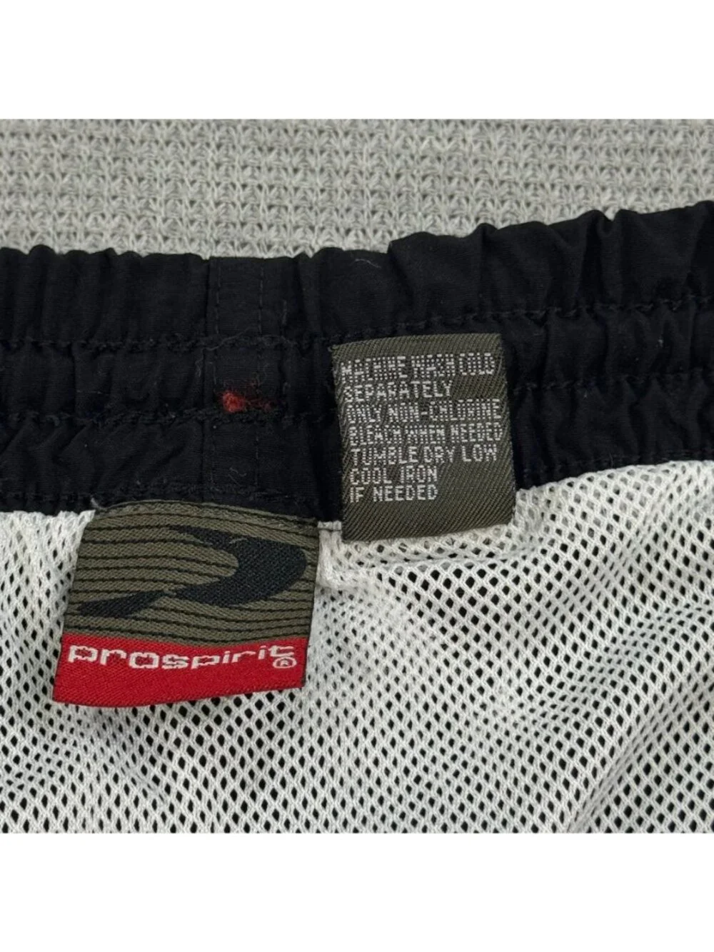 Vtg 90s Pro Spirit Swim Trunks Mens L Black Red White Nylon Mesh Lined Shorts